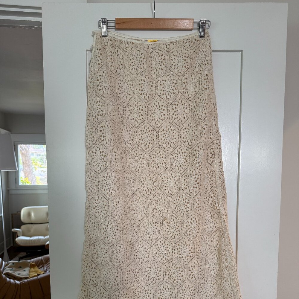 Agua Bendita Women's Floral Crochet Ivory Tove Seed Skirt Size - S - Picture 3 of 7